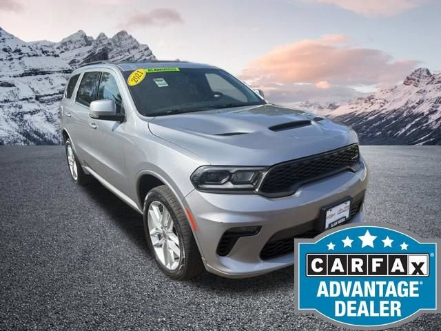 2021 Dodge Durango GT Plus AWD in Silver — front three-quarter view