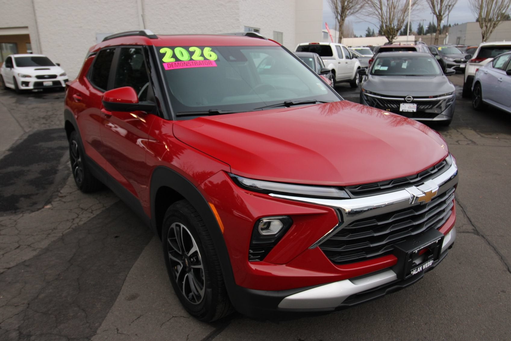2026 Chevrolet Trailblazer LT in Apex Red — front three-quarter view