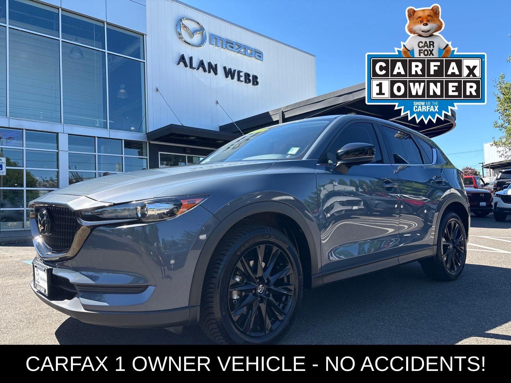 2021 Mazda Mazda CX-5 Carbon Edition Turbo in Polymetal Gray — front three-quarter view