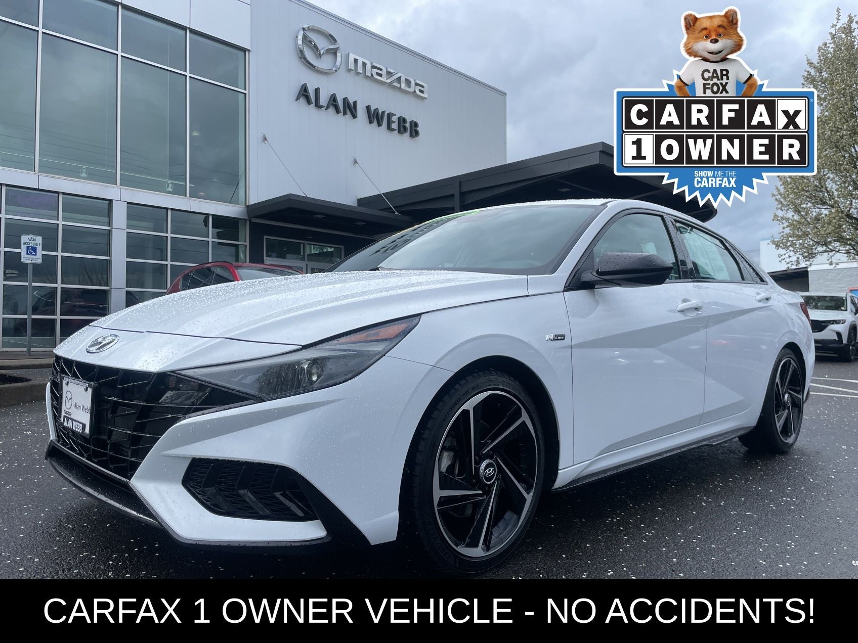 2023 Hyundai Elantra N Line in Ceramic White — front three-quarter view
