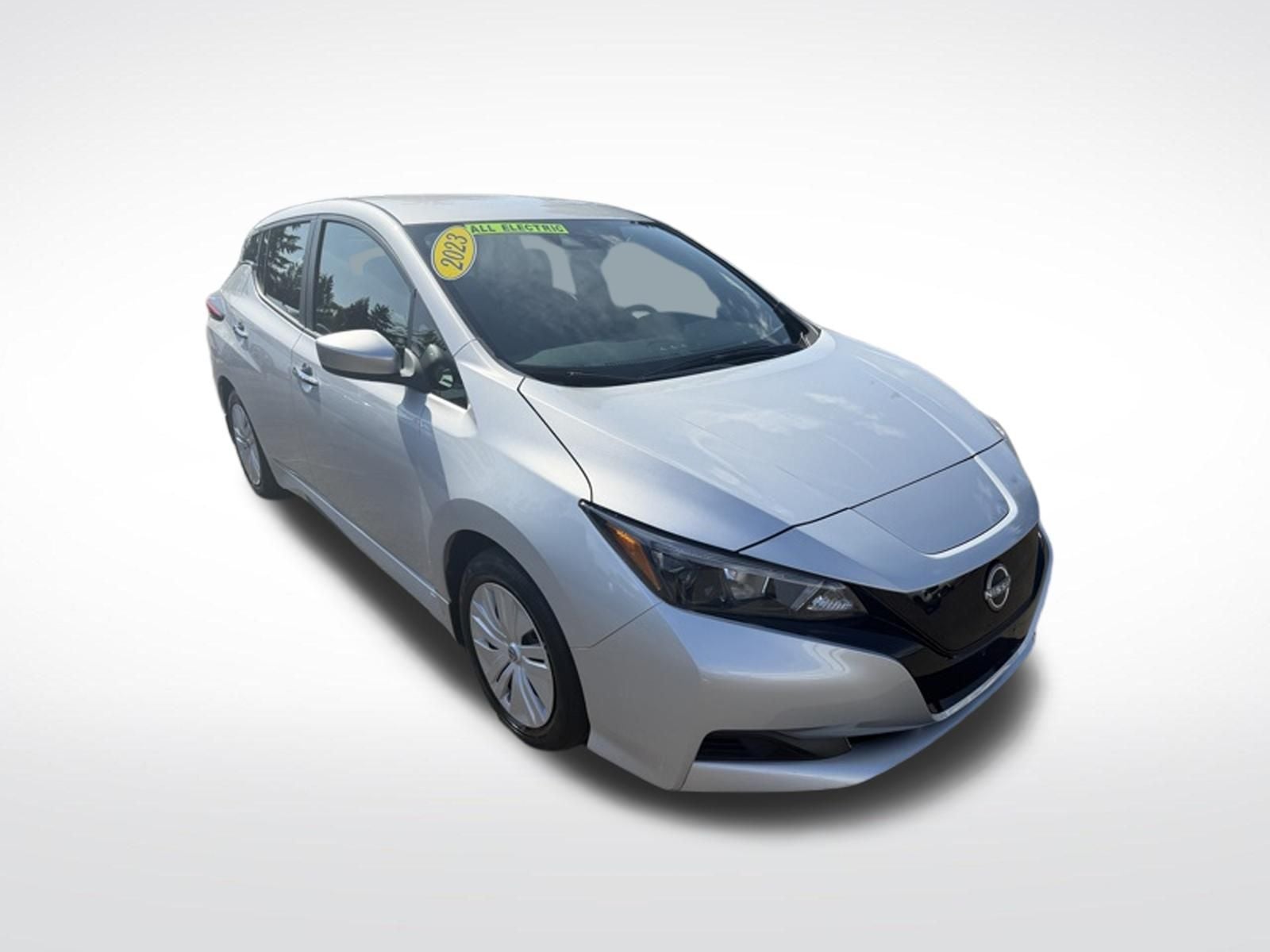 2023 Nissan Leaf S in Brilliant Silver Metallic — front three-quarter view