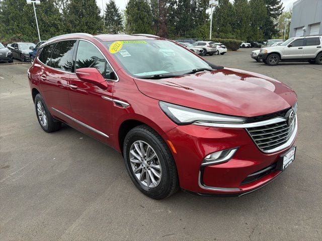 2022 Buick Enclave Premium Group in Cherry Red Tintcoat — front three-quarter view